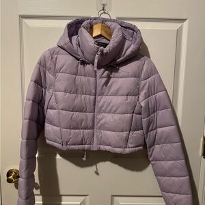 Zara Lavender Hooded Puffer Jacket